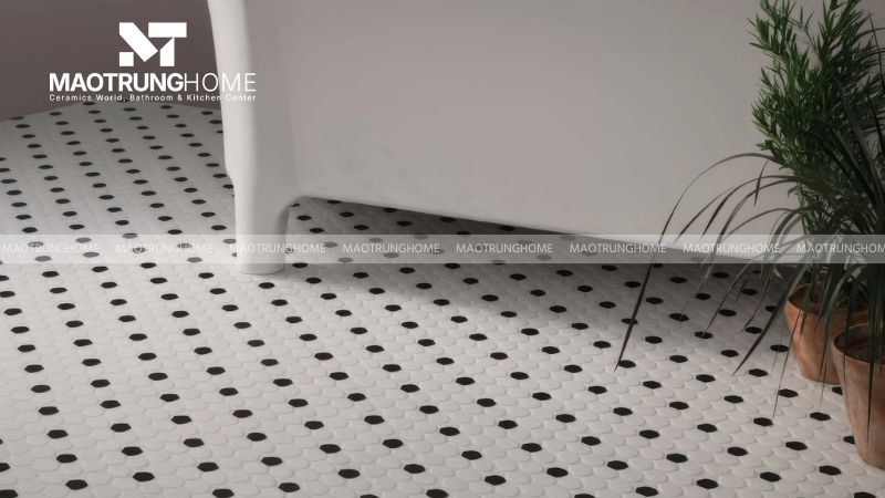 Gạch lục giác và gạch Mosaic đen trắng (Mẫu 4)