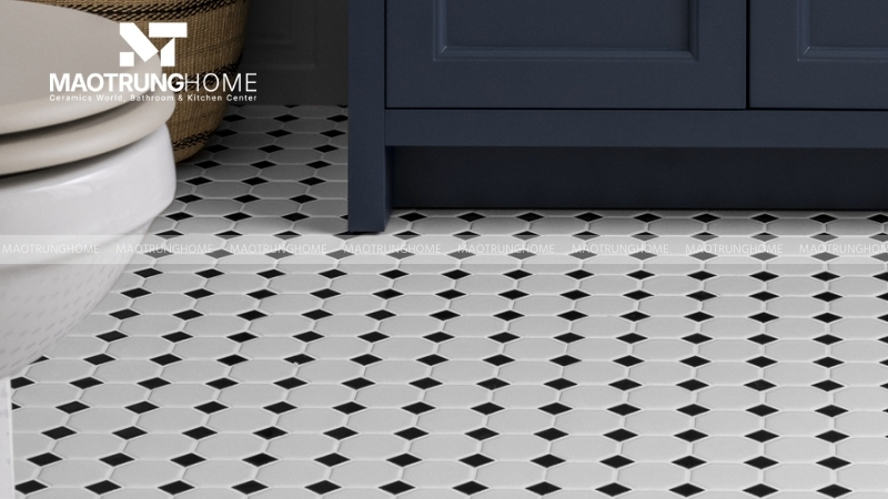 Gạch lục giác và gạch Mosaic đen trắng (Mẫu 5)
