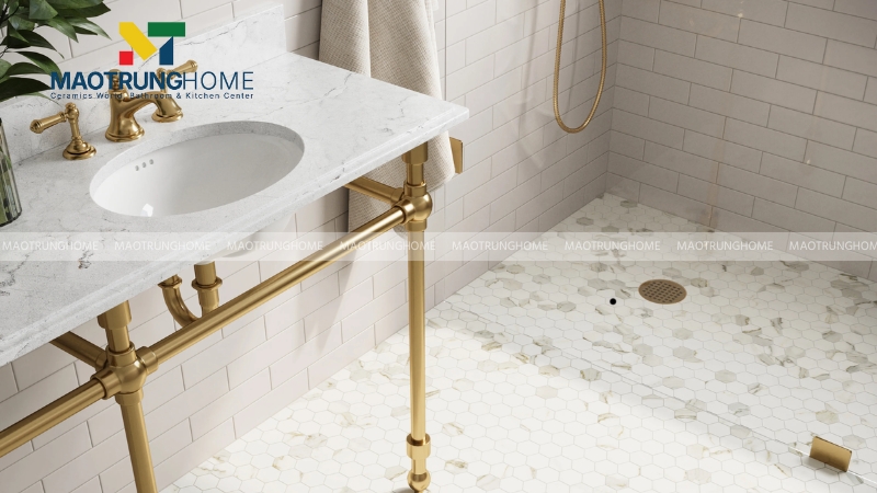 Gạch Mosaic trắng tạo điểm nhấn (Mẫu 1)