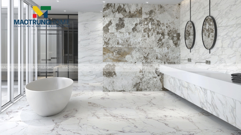 Gạch trắng vân đá marble sang trọng (Mẫu 2)