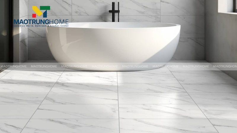 Chọn gạch lát nền màu trắng cho nhà tắm diện tích nhỏ dưới 4 mét vuông