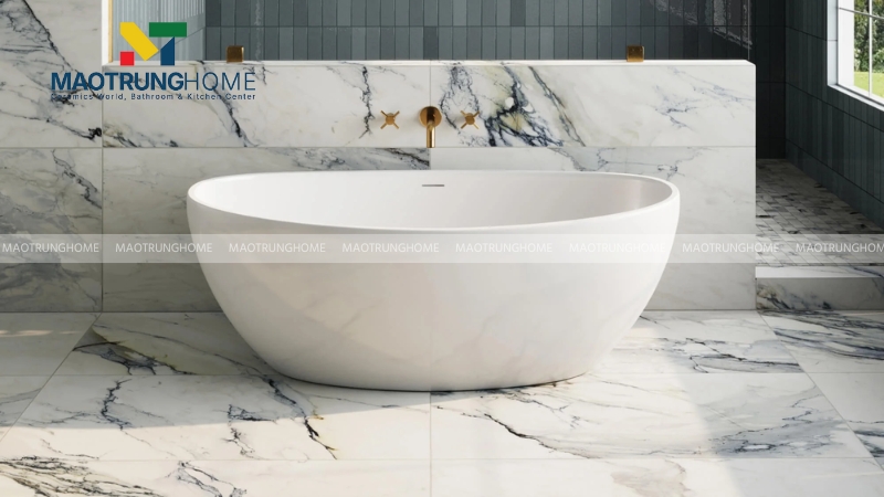 Gạch trắng vân đá marble sang trọng (Mẫu 3)