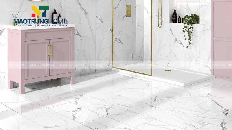 Gạch trắng vân đá marble sang trọng (Mẫu 4)