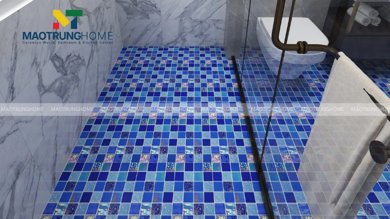 Gạch mosaic xanh cho khu vực điểm nhấn