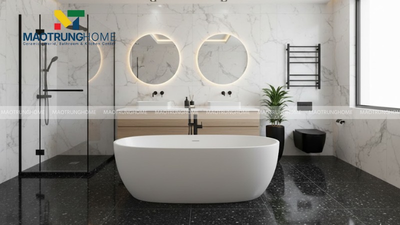 Gạch giả đá hoa cương màu đen kim sa (Mẫu 4)