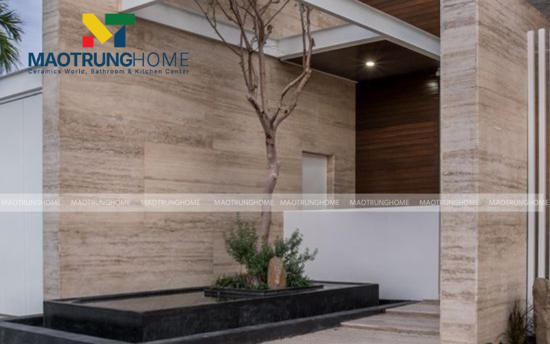 Gạch giả đá phiến Slate phù hợp với không gian sân vườn mặt tiền