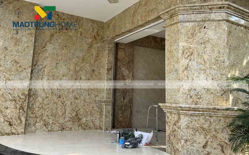 Xu hướng gạch giả Granite phối màu hiện đại cho mặt tiền
