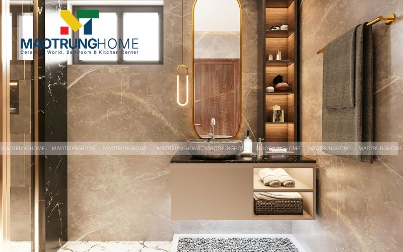 Tông màu be vân mây tạo hiệu ứng mở rộng không gian cực tốt