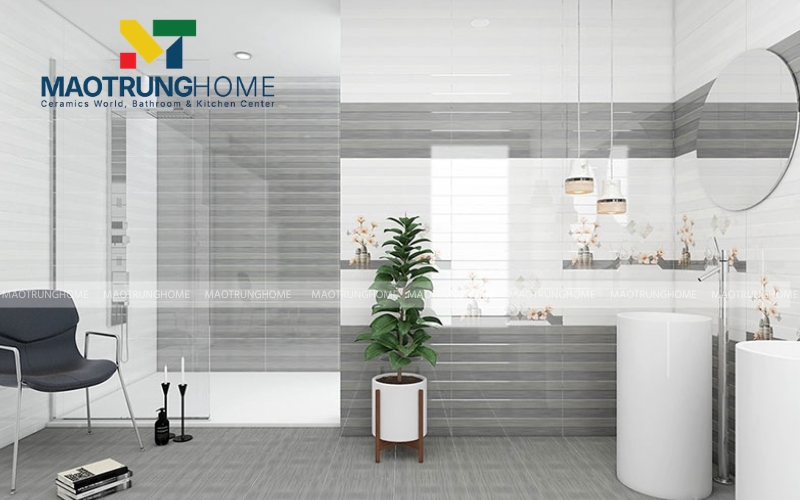 Phối hợp gạch điểm nổi khối 3D cho thêm ấn tượng