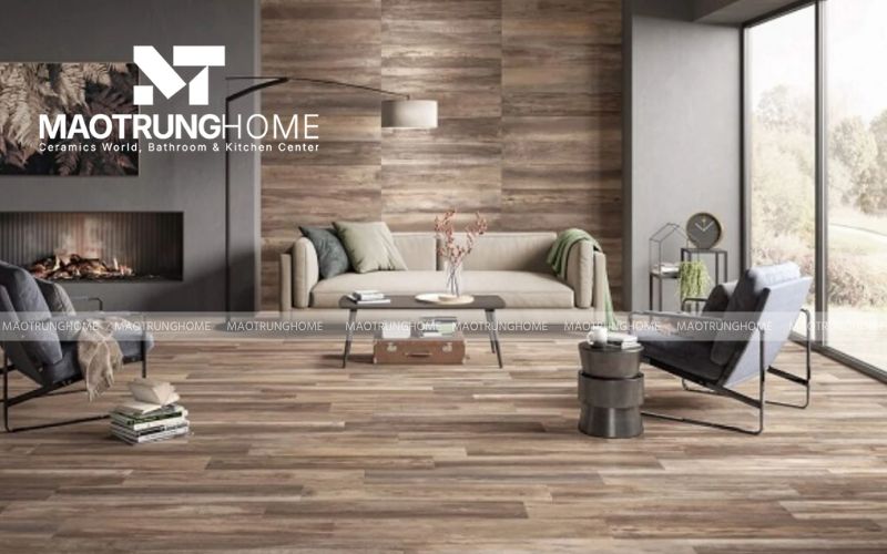 Gạch giả gỗ 30x60 mang lại sự ấm áp và mộc mạc cho phòng ngủ