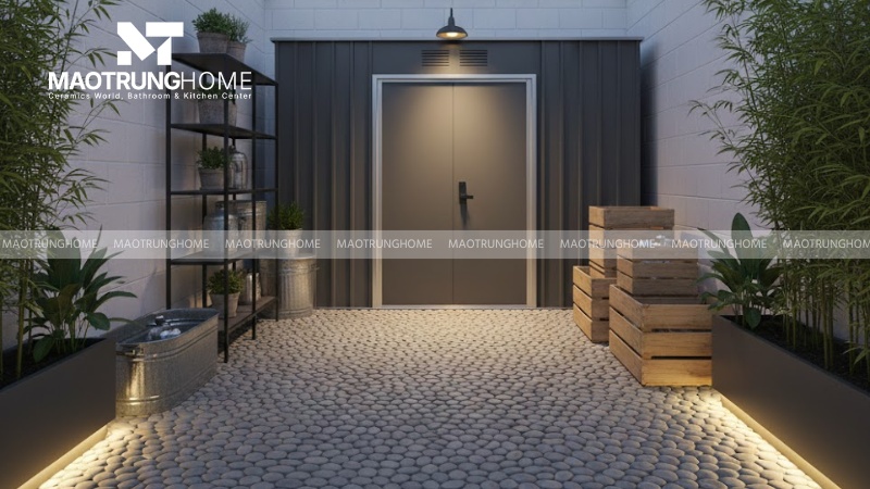 Mẫu gạch sỏi tông xám đá kiến trúc tối giản (Mẫu 5)