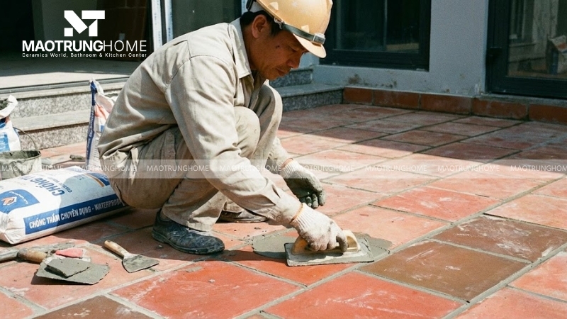 Bắt buộc để ron gạch từ 2-3mm giữa các viên gạch
