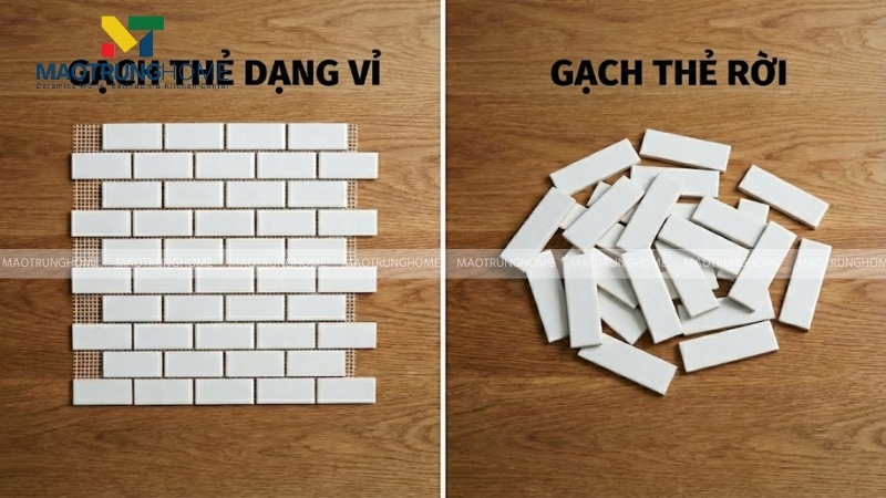 Tuỳ vào mục đích bạn có thể cân nhắc gạch thẻ dạng vỉ và gạch rời