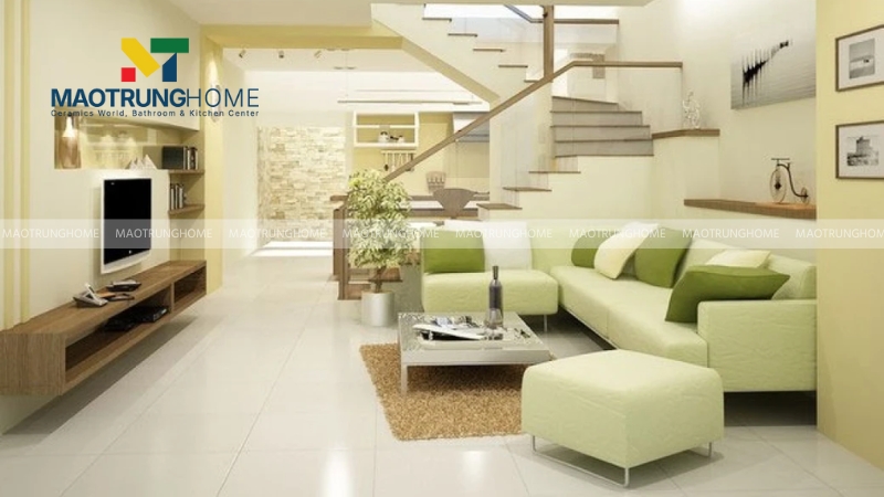 Gạch màu trắng vân mây mang lại vẻ đẹp tinh khôi