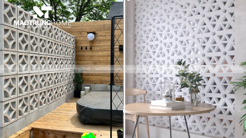 Mẫu gạch hình khối kim cương và tam giác