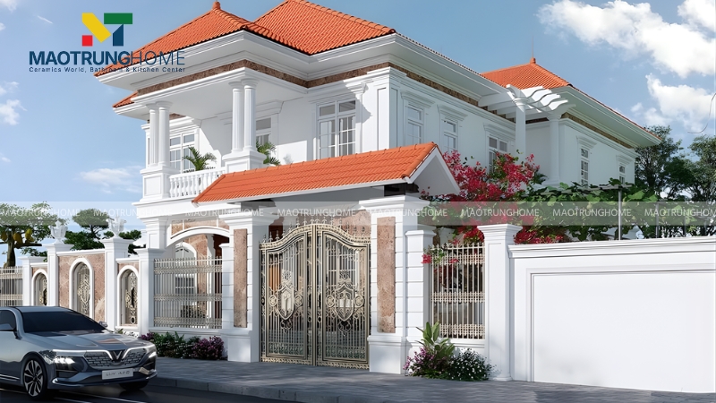 Màu mái ngói đồng bộ với mái chính giúp tổng thể hài hòa