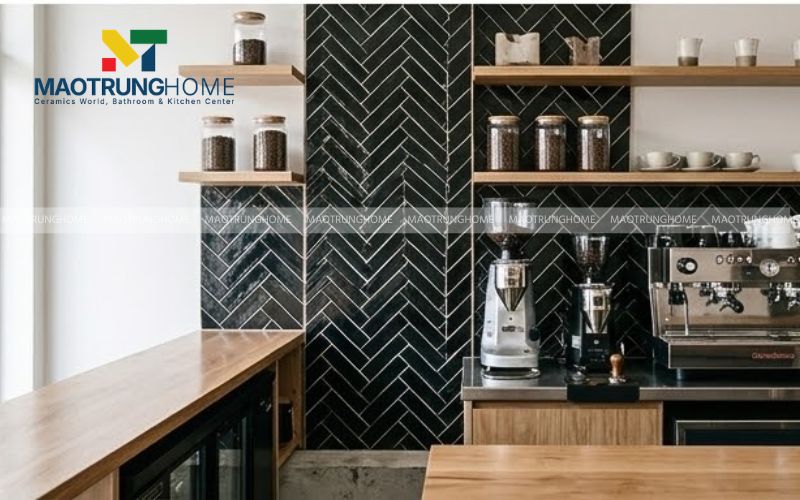 Gạch thẻ đen ốp truyền thống cho phong cách tối giản