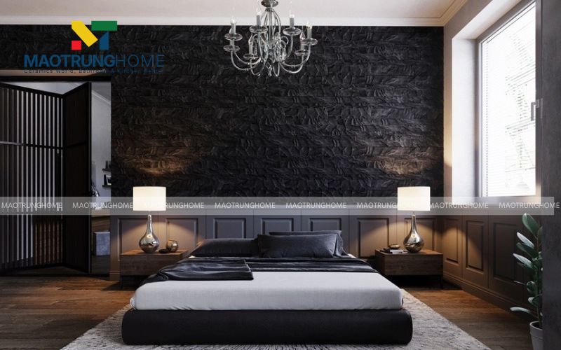 Gạch đen nhám Satin mang lại chiều sâu cho căn hộ Wabi sabi