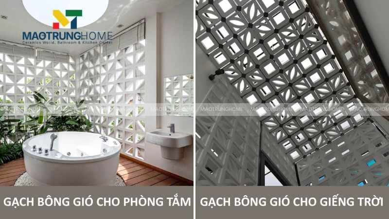 Gạch bông gió làm giếng trời và nhà vệ sinh