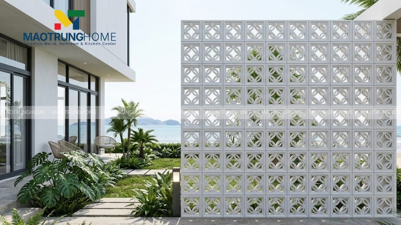 Gạch bông gió màu trắng có họa tiết cổ điển (Mẫu 3)