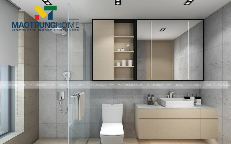 Vẻ đẹp mộc mạc từ dòng gạch vân xi măng xám mờ tại Mao Trung Home
