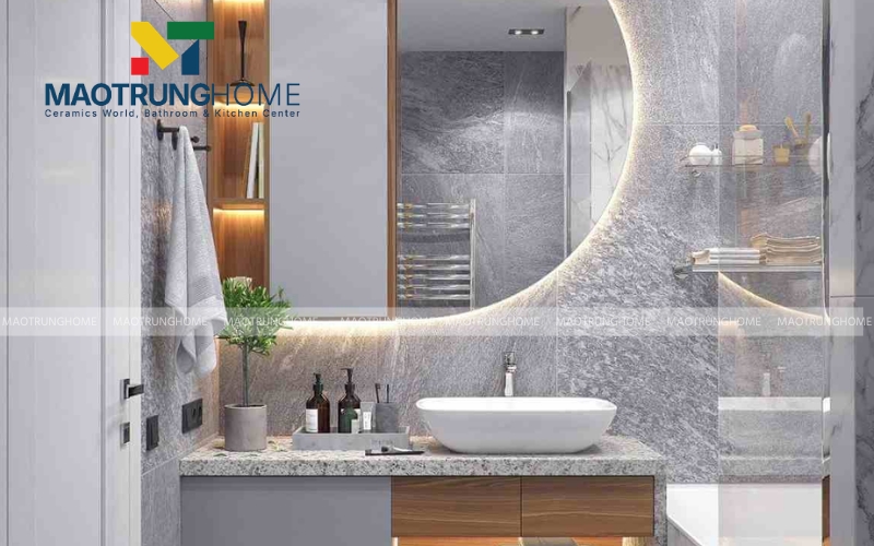 Gạch vân Terrazzo xám hạt đá đa sắc tạo sự trẻ trung năng động