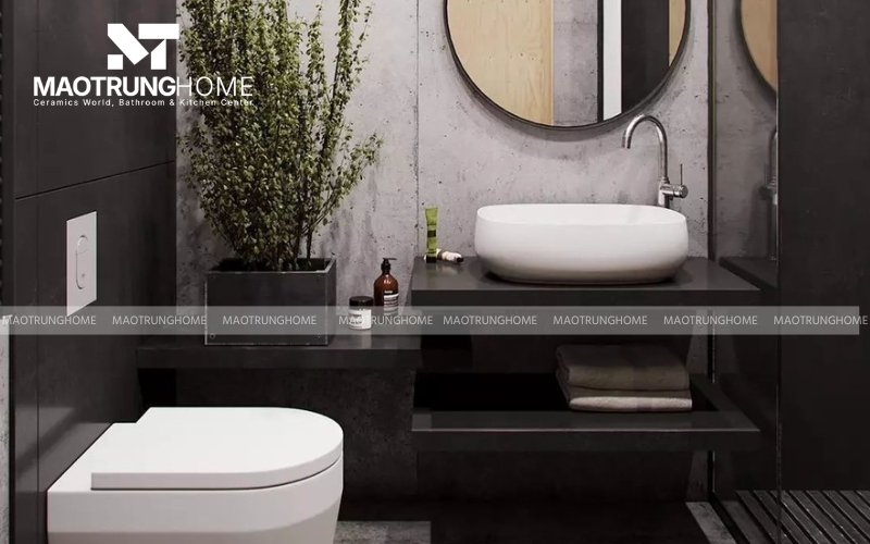 Gạch xám vân đá Marble tạo sự sang trọng cho nhà tắm hiện đại