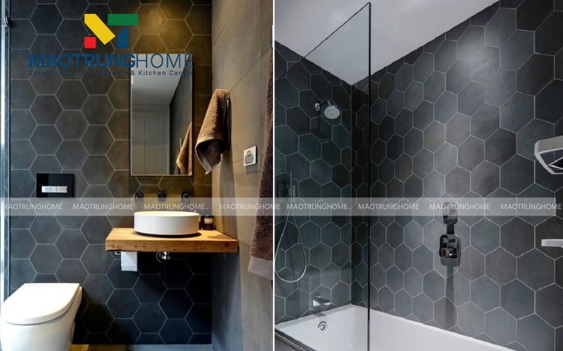 Sự phá cách từ mẫu gạch lục giác xám cho mảng tường điểm nhấn