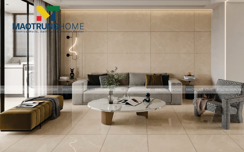 Gạch vân đá Carrara tạo không gian sang trọng và đẳng cấp