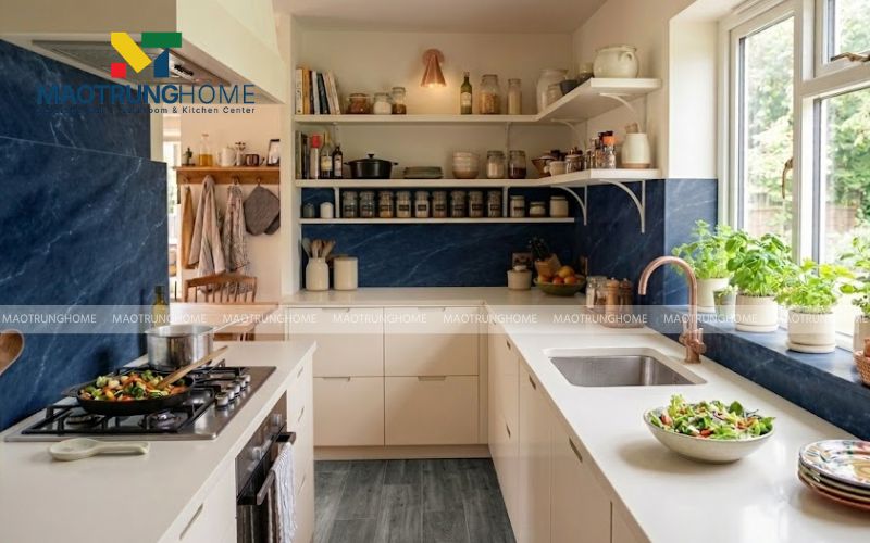 Bề mặt gạch vân đá xanh tái hiện độ sâu của đá quý tự nhiên