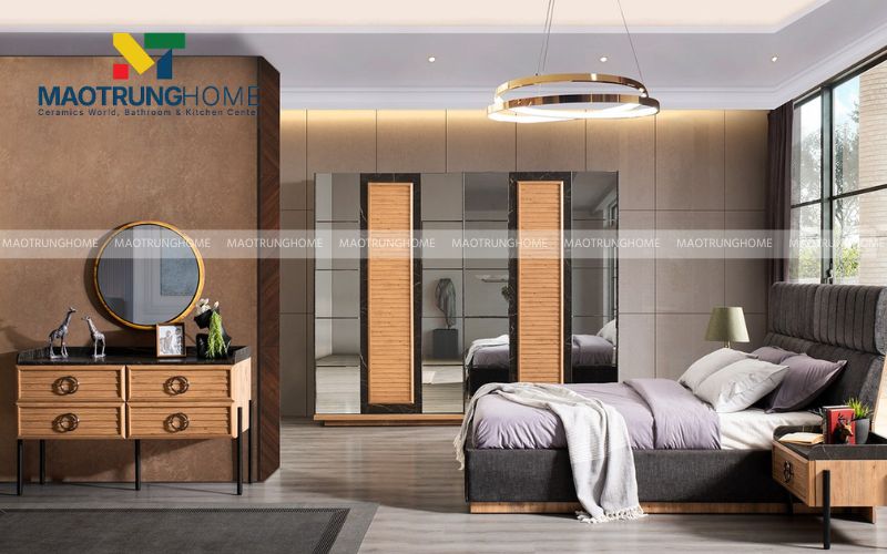 Gạch vân vải mang lại sự ấm cúng và gần gũi cho phòng ngủ
