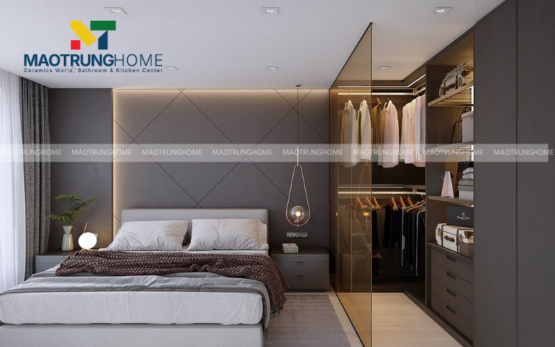 Gạch vân xi măng tạo chiều sâu ấn tượng cho căn hộ hiện đại