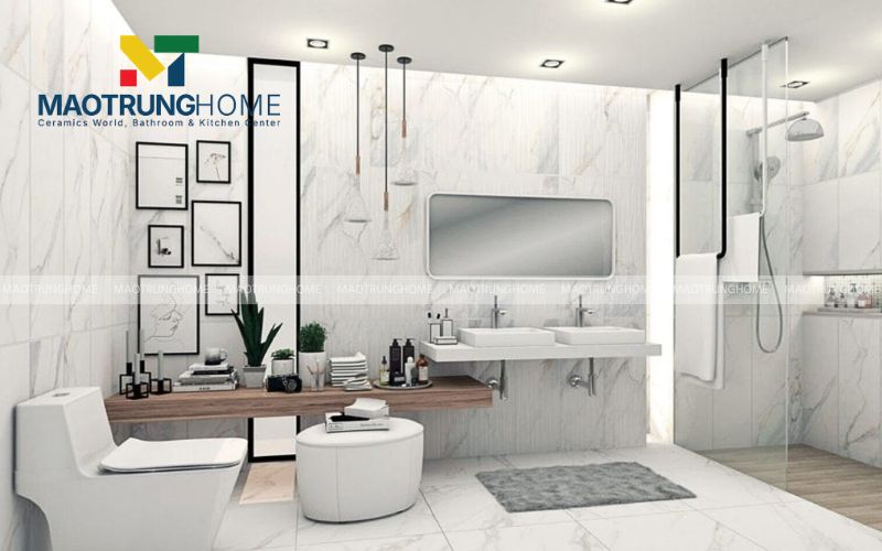 Gạch vân đá mờ giải pháp trang trí sang trọng cho phòng khách