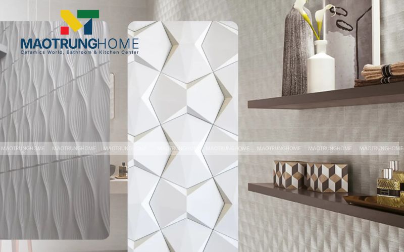 Gạch trang trí 3D nổi khối tạo mảng tường sinh động
