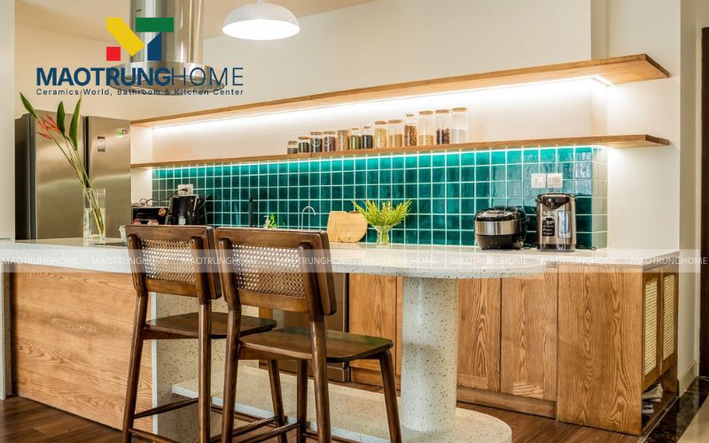 Hiệu ứng chiều sâu từ mẫu gạch Mosaic gốm men rạn cao cấp
