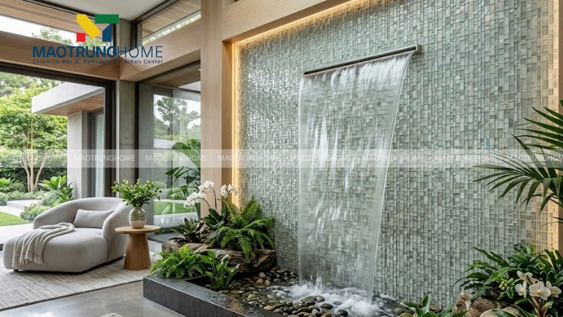 Chọn gạch cho tiểu cảnh thác nước trong nhà hoặc giếng trời