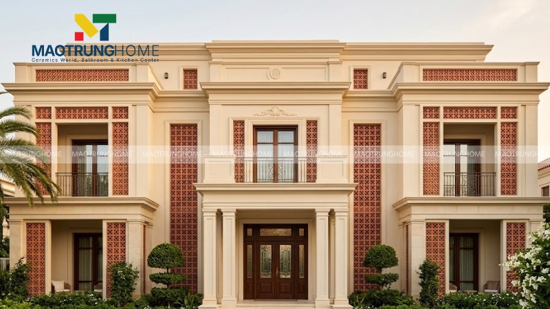 Mẫu gạch họa tiết hoa lá và chữ Thọ (Mẫu 6)
