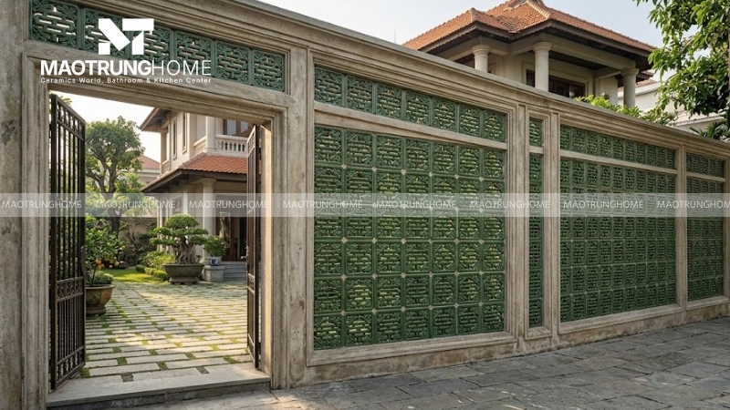 Mẫu gạch chữ Thọ và hoa văn cổ điển (Mẫu 5)