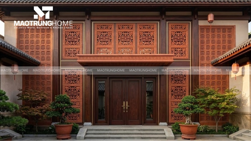 Gạch bông gió chữ Thọ và Hoa Mai (Mẫu 1)