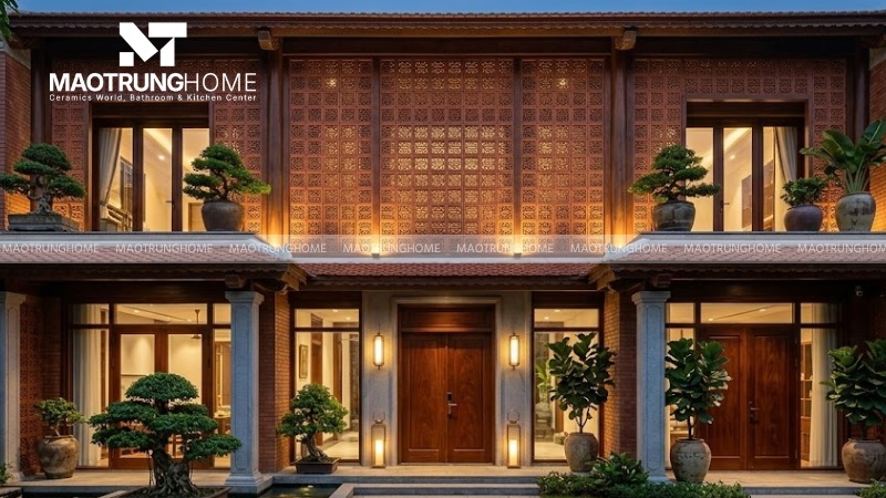 Gạch bông gió chữ Thọ và Hoa Mai (Mẫu 2)