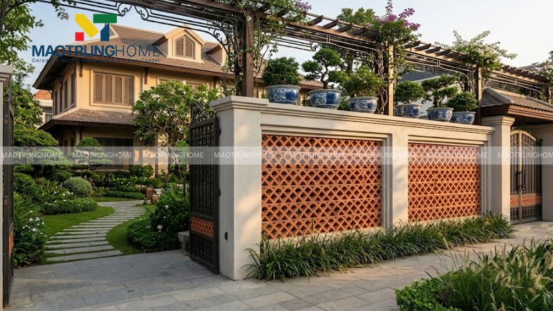 Gạch bông gió chữ Thọ và Hoa Mai (Mẫu 3)