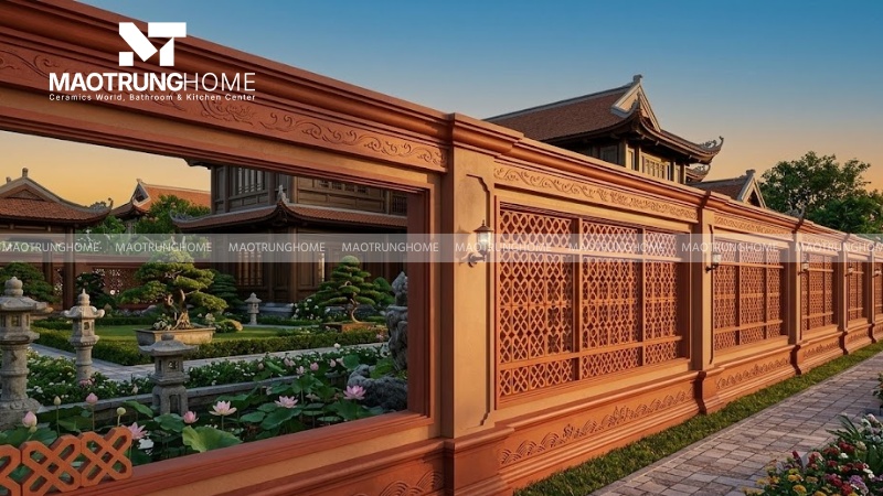 Gạch bông gió chữ Thọ và Hoa Mai (Mẫu 4)