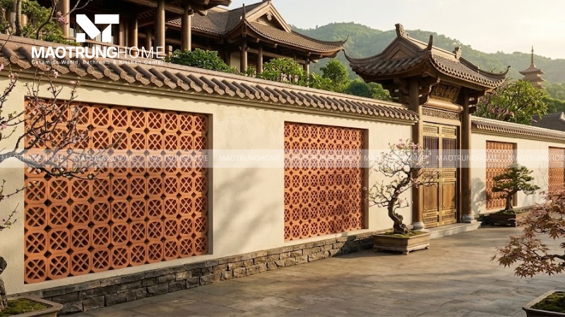 Gạch bông gió chữ Thọ và Hoa Mai (Mẫu 5)