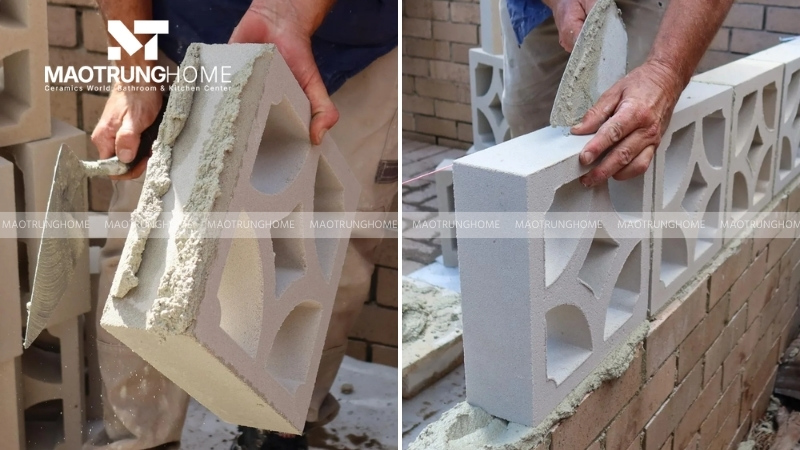 Kỹ thuật xây và định vị hàng gạch bông gió xi măng
