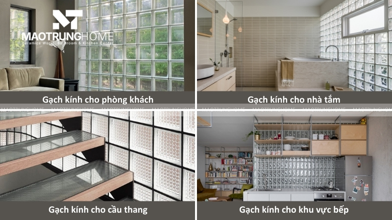 Cần chọn gạch kính trang trí theo khu vực sử dụng