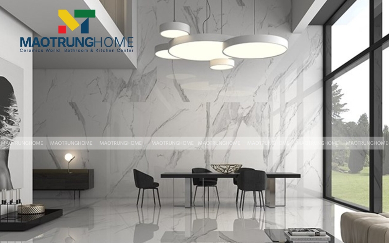 Sự tinh tế từ những đường vân mây trắng trên nền gạch bóng kiếng