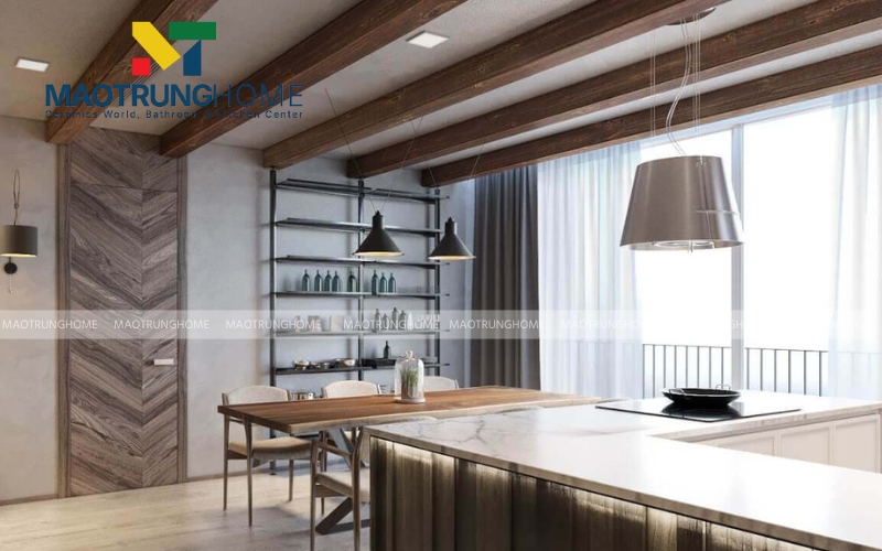Gạch vân xi măng 30x60 xu hướng dẫn đầu cho bếp phong cách công nghiệp