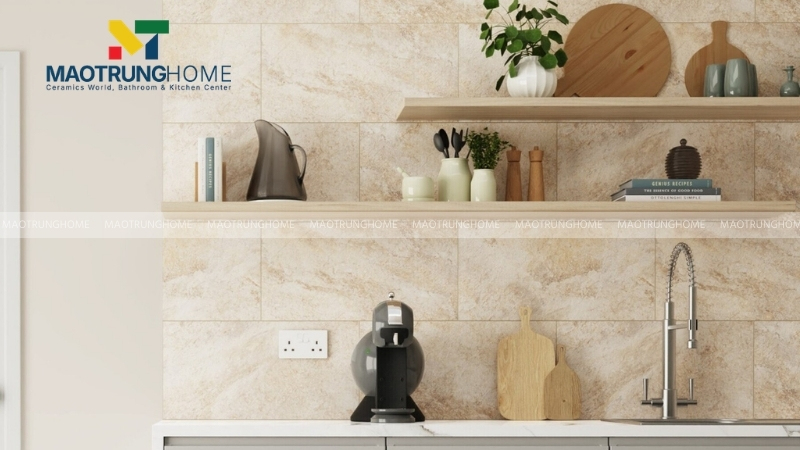 Gạch vân đá trang trí khu vực bếp (Mẫu 3)