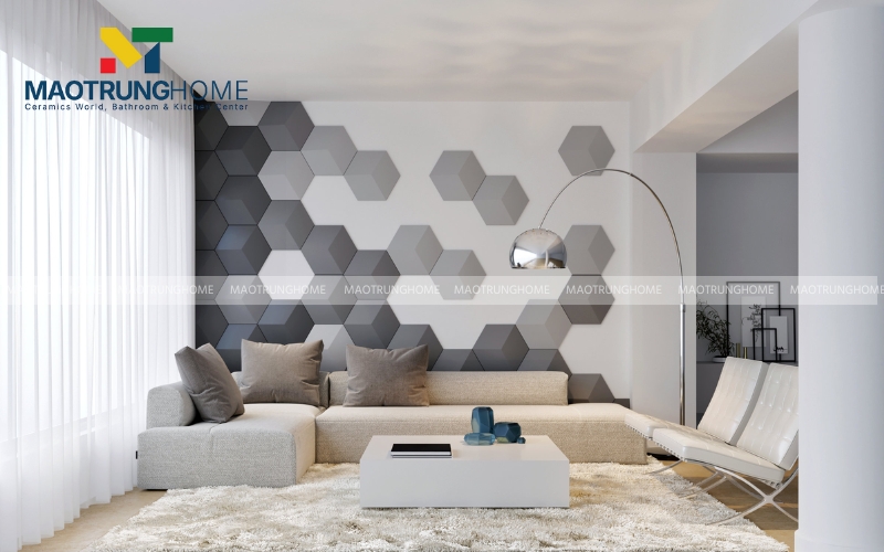 Gạch vân 3D sử dụng hiệu ứng lồi lõm trên bề mặt để tạo chiều sâu thị giác