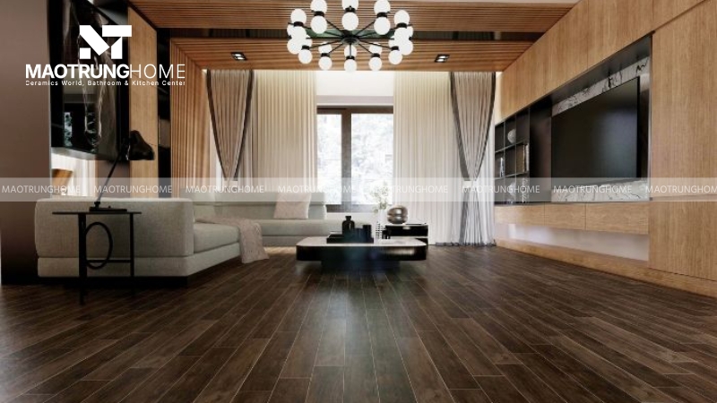 Gạch giả gỗ thường được sử dụng làm mảng tường trang trí